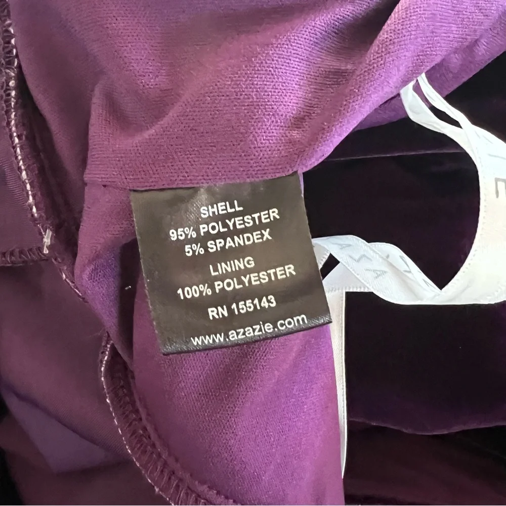 Azazie Larice Grape Aline High Neck Velvet Dress Plus Size 22 New